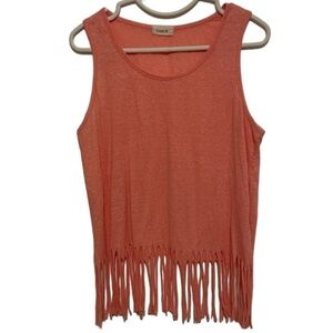 Pink Fringed Tank Top Size Large
